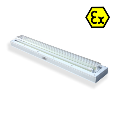 Exproof ATEX Lumière fluorescente linéaire ignifuge contre la poussière/l'eau pour la zone dangereuse 1 2 Gaz pétrolier 100lm/watt