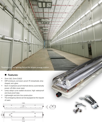 Tube fluorescent antidéflagrant | Approuvé ATEX/IECEx | Luminaire anti-explosion IP66 pour zones pétrolières, gazières et chimiques